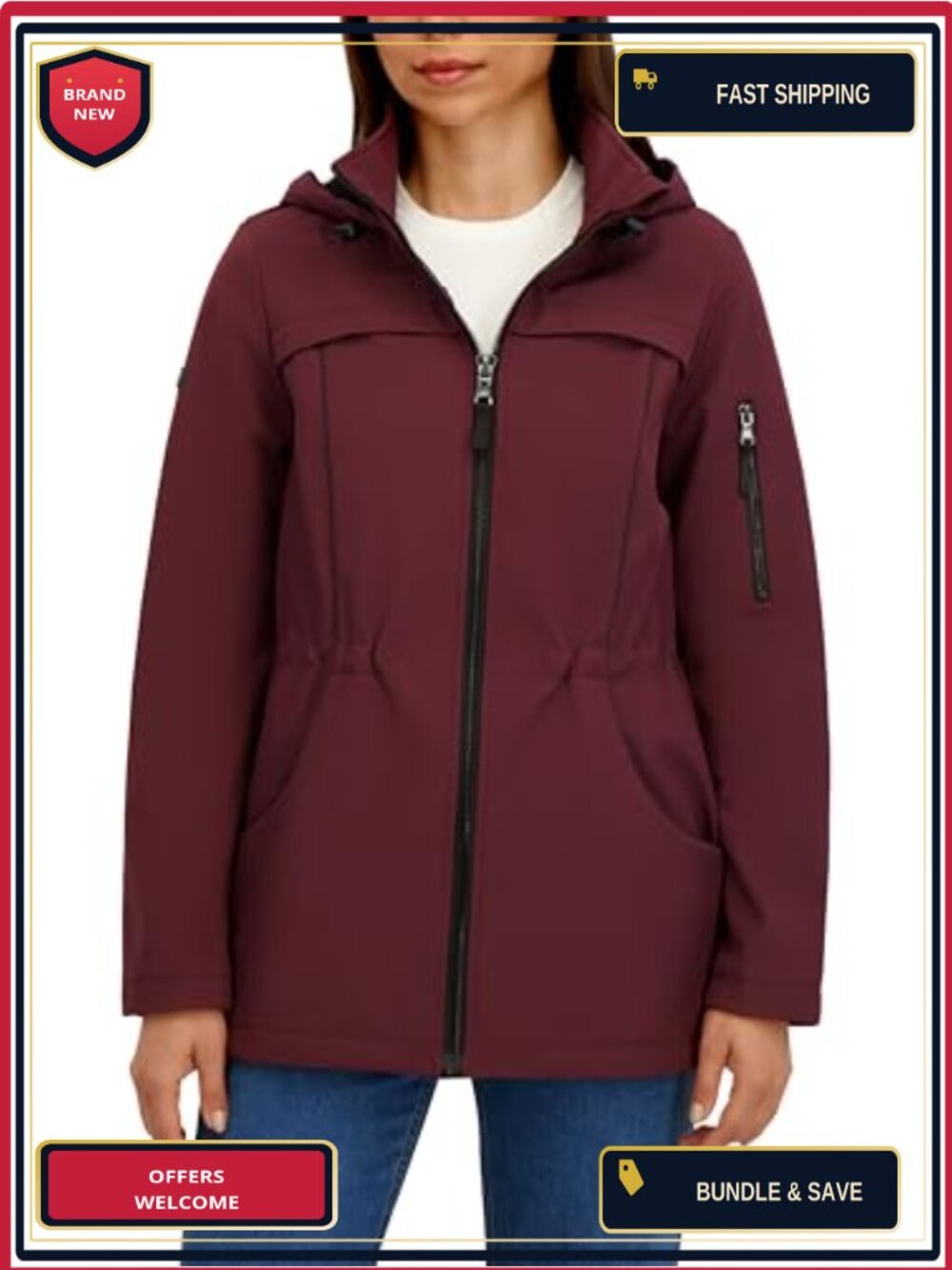 Women's 3-Layer Bonded Softshell Jacket Water-Resistant Fleece Lined Windproof